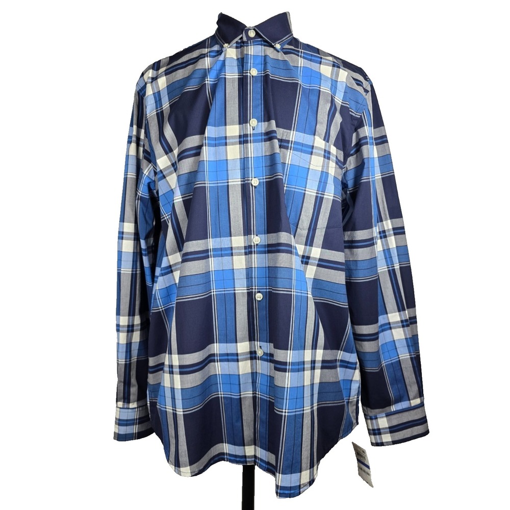Club Room NWT Mens XL Shirt Plaid Performance Stretch Easy Care Button Down NEW